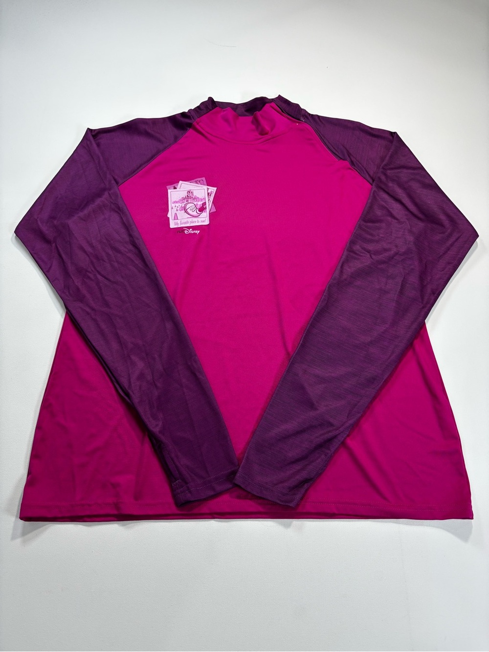 Run Disney Women's Long Sleeve Tee - Fuchsia Body with Plum Sleeves
